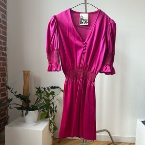 Fuchsia Long Satin Shirt